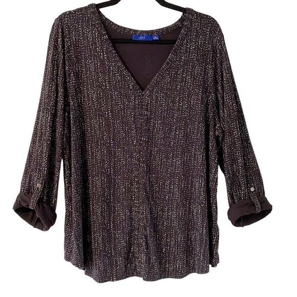APT. 9 V-neck soft convertible sleeve rounded hem  top size XL - Picture 1 of 13